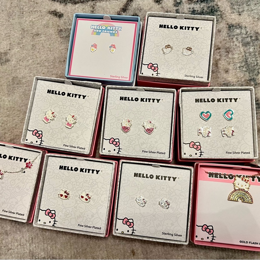 Hello Kitty earrings and necklaces set of 9
